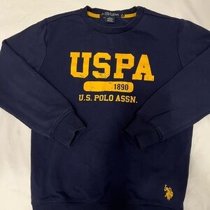 U.S. Polo Assn. Men's Dark Blue Crewneck Sweater with Yellow Logo